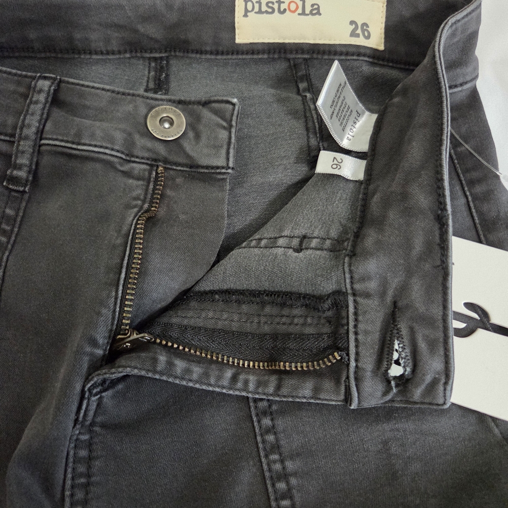 Pistola Alice Ink Black Gray Utility Skinny Moto Panel Stretch Denim Size 26 NWT - Picture 4 of 16